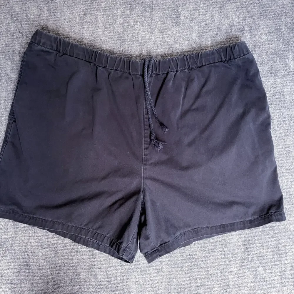Lands End Shorts Mens Large Navy Blue Drawstring Casual 100% Cotton Pockets